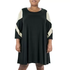 Plus Size Nina Leonard Colorblock Swing Dress