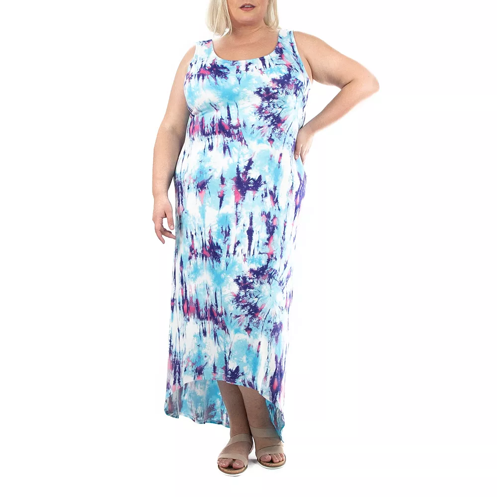Plus Size Nina Leonard Bar Back Tie-Dye Maxi Dress