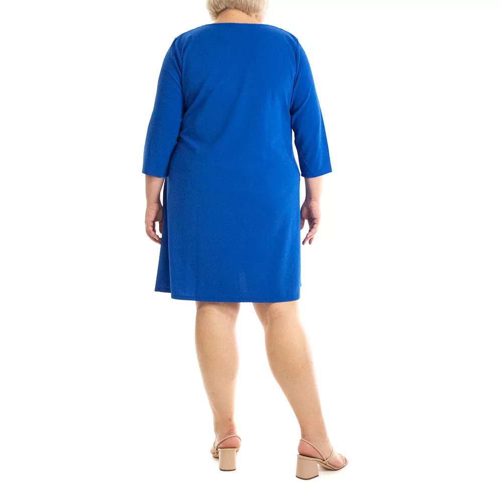 Plus Size Nina Leonard Grommet-Accent Swing Crepe Dress - Image 3