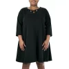 Plus Size Nina Leonard Grommet-Accent Swing Crepe Dress