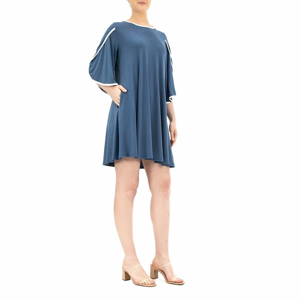 Women's Nina Leonard Tulip-Sleeve Colorblock Trapeze Dress - Image 5