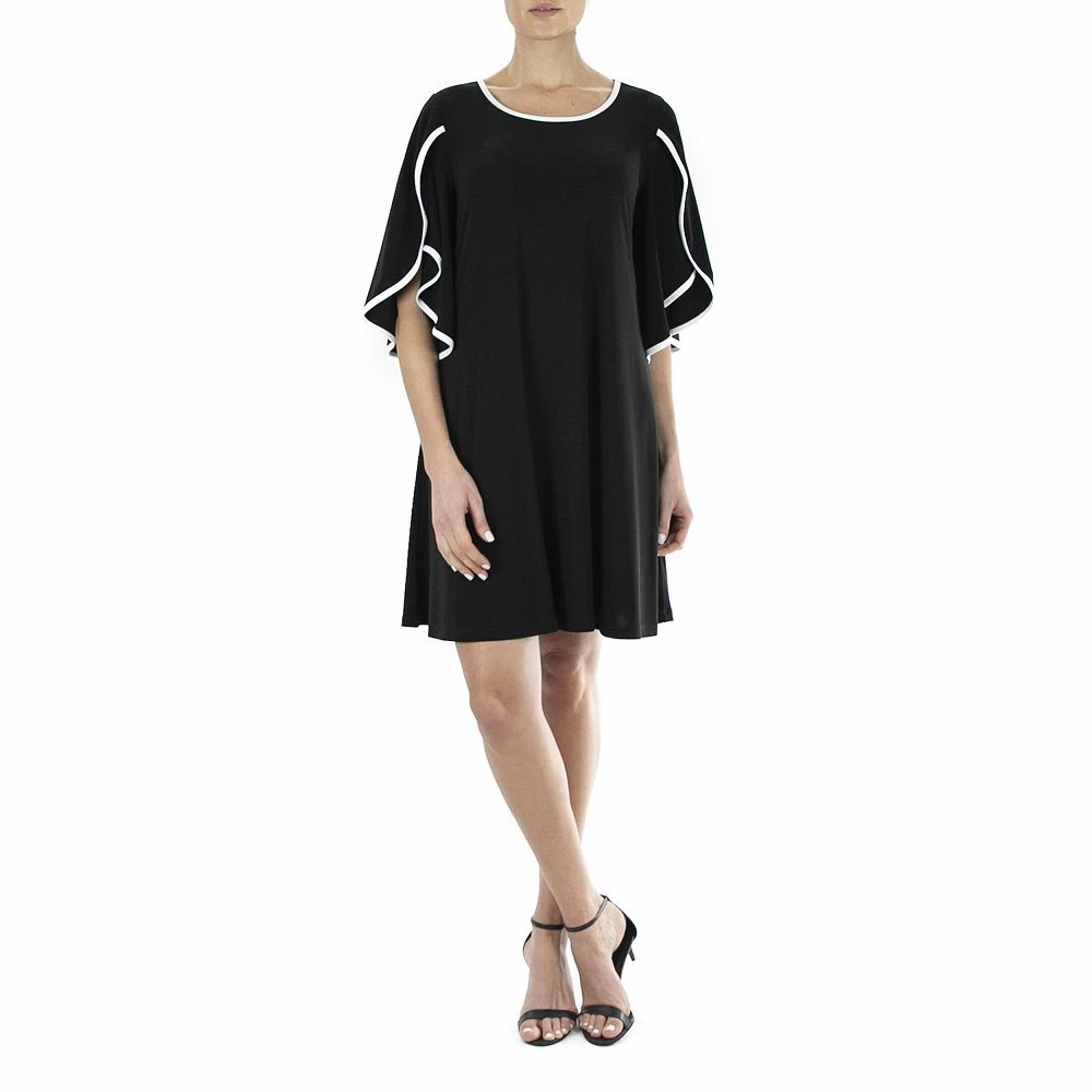 Women's Nina Leonard Tulip-Sleeve Colorblock Trapeze Dress