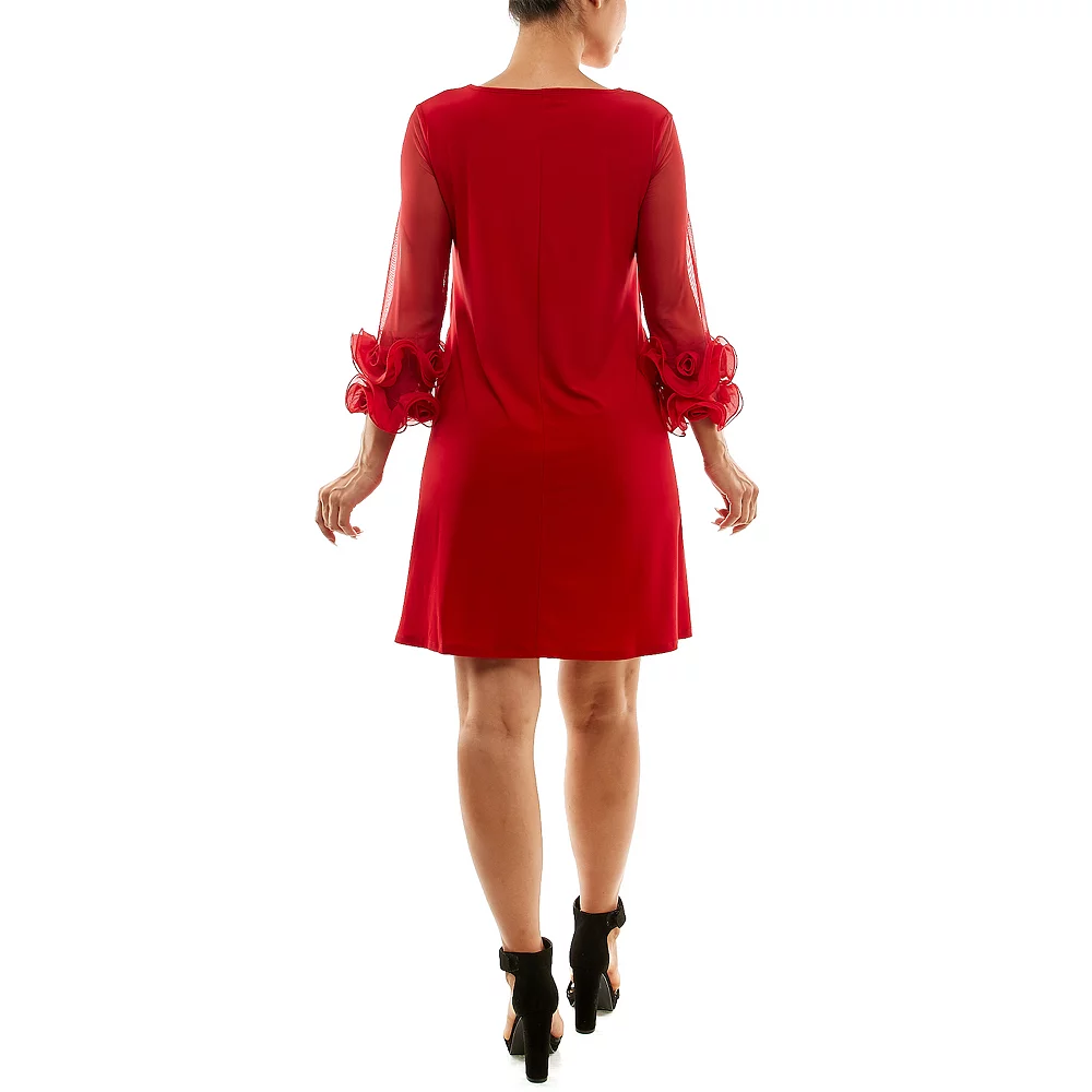 Women's Nina Leonard Ruffle-Sleeve Dress - Image 6