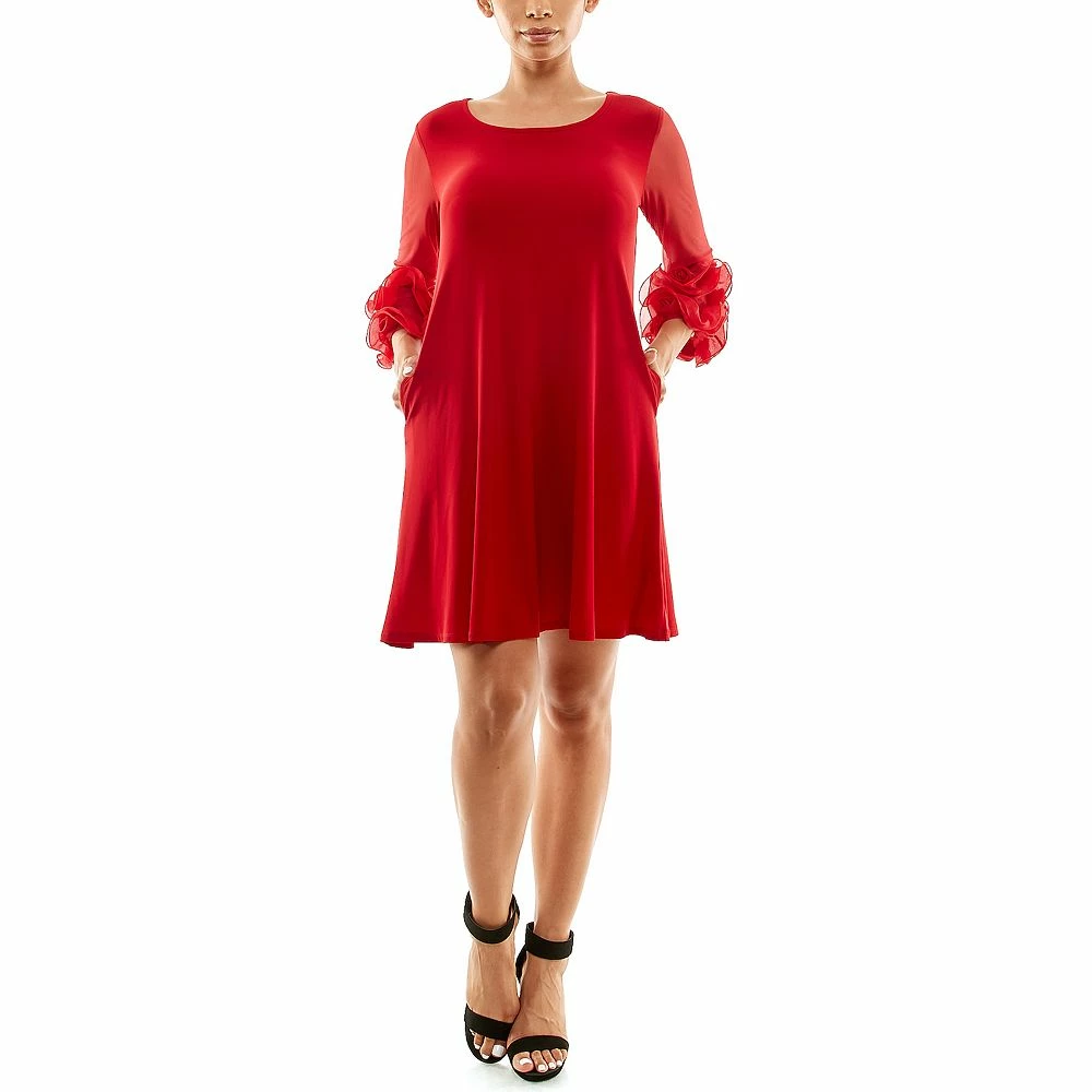 Women's Nina Leonard Ruffle-Sleeve Dress - Image 8