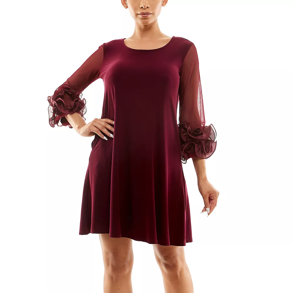 Women's Nina Leonard Ruffle-Sleeve Dress - Image 3