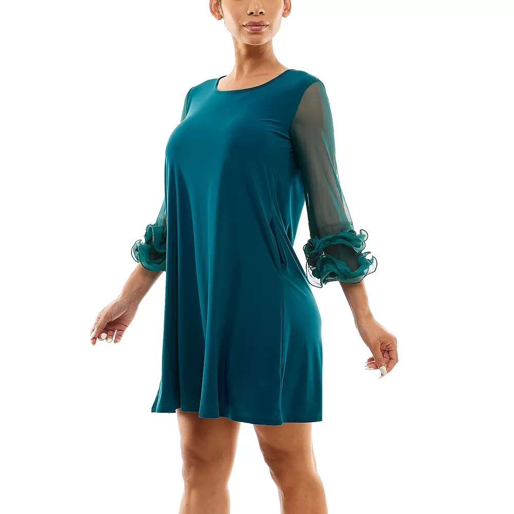 Women's Nina Leonard Ruffle-Sleeve Dress - Image 2