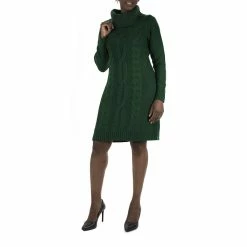 Women's Nina Leonard Cable-Knit Cowlneck Sweater Dress