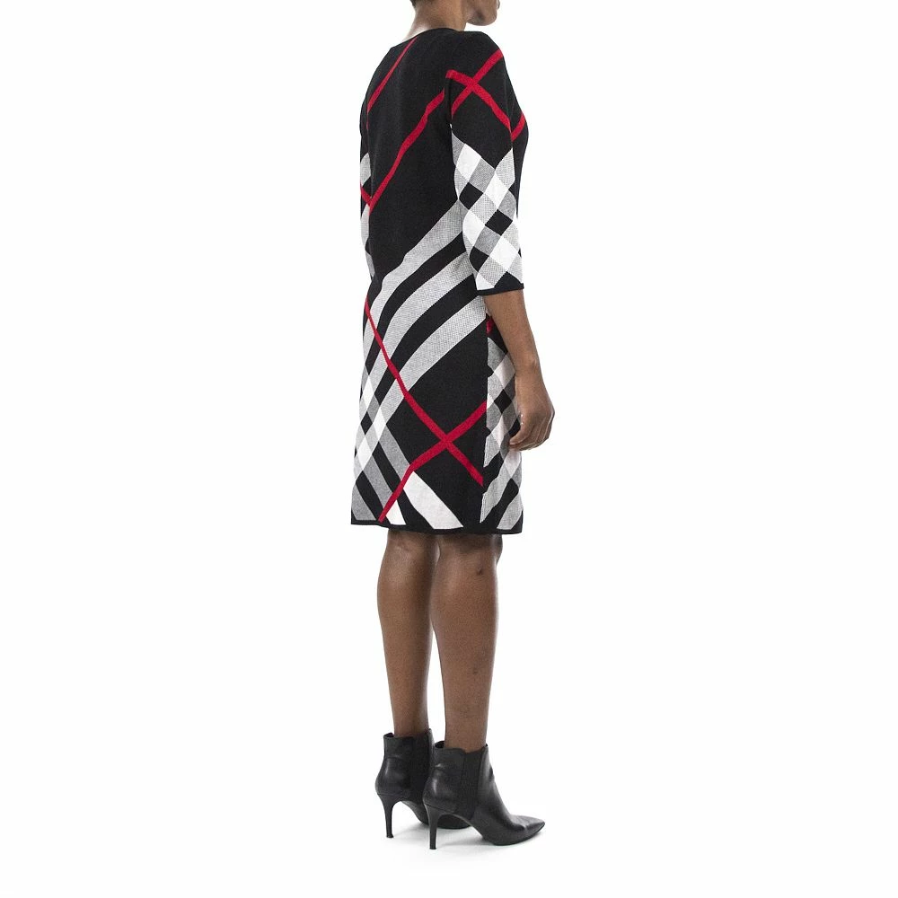 Women's Nina Leonard Oversize Plaid Sweater Dress - Image 4
