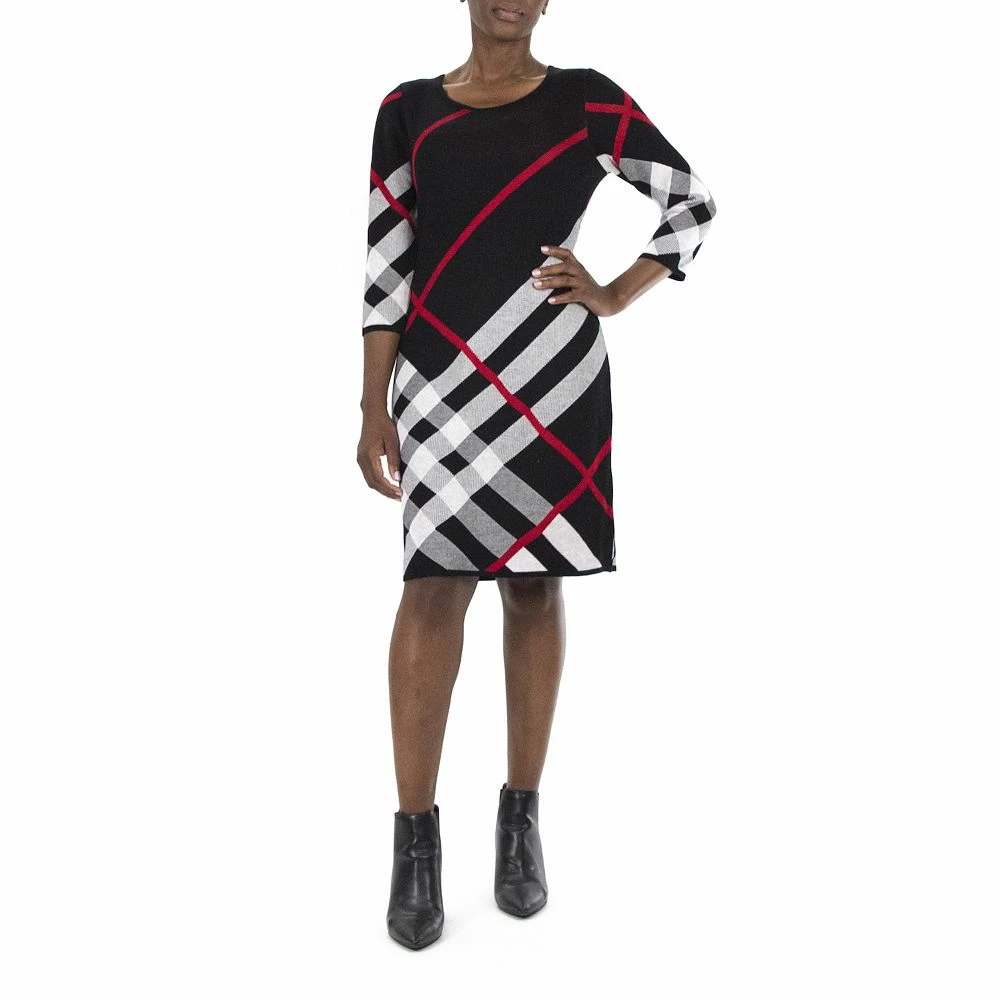 Women's Nina Leonard Oversize Plaid Sweater Dress - Image 2