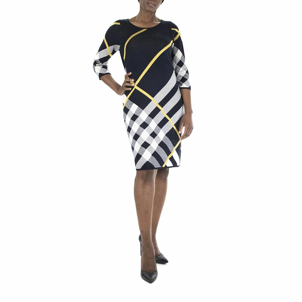 Women's Nina Leonard Oversize Plaid Sweater Dress