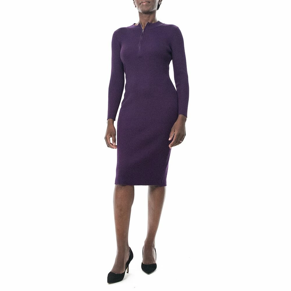 Women's Nina Leonard Mockneck Sheath Sweater Dress