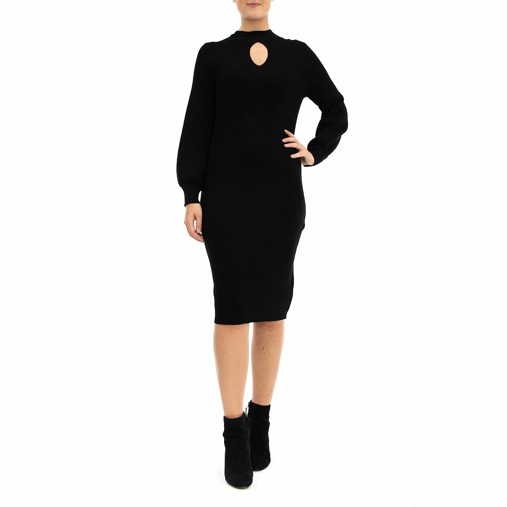 Women's Nina Leonard Keyhole Sweater Dress - Image 3