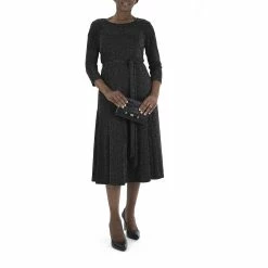 Women's Nina Leonard Sylvia Lurex Midi Dress