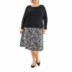 Plus Size Nina Leonard 2-piece Skirt & Jacquard Sweater Set