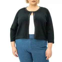 Plus Size Nina Leonard Stud Detail Bolero