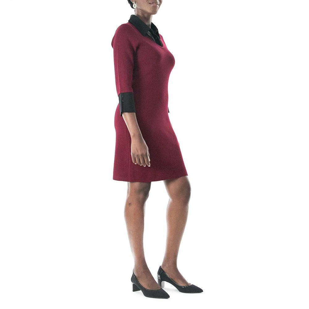 Women's Nina Leonard Georgette Mock-Layer Sweater Dress - Image 5