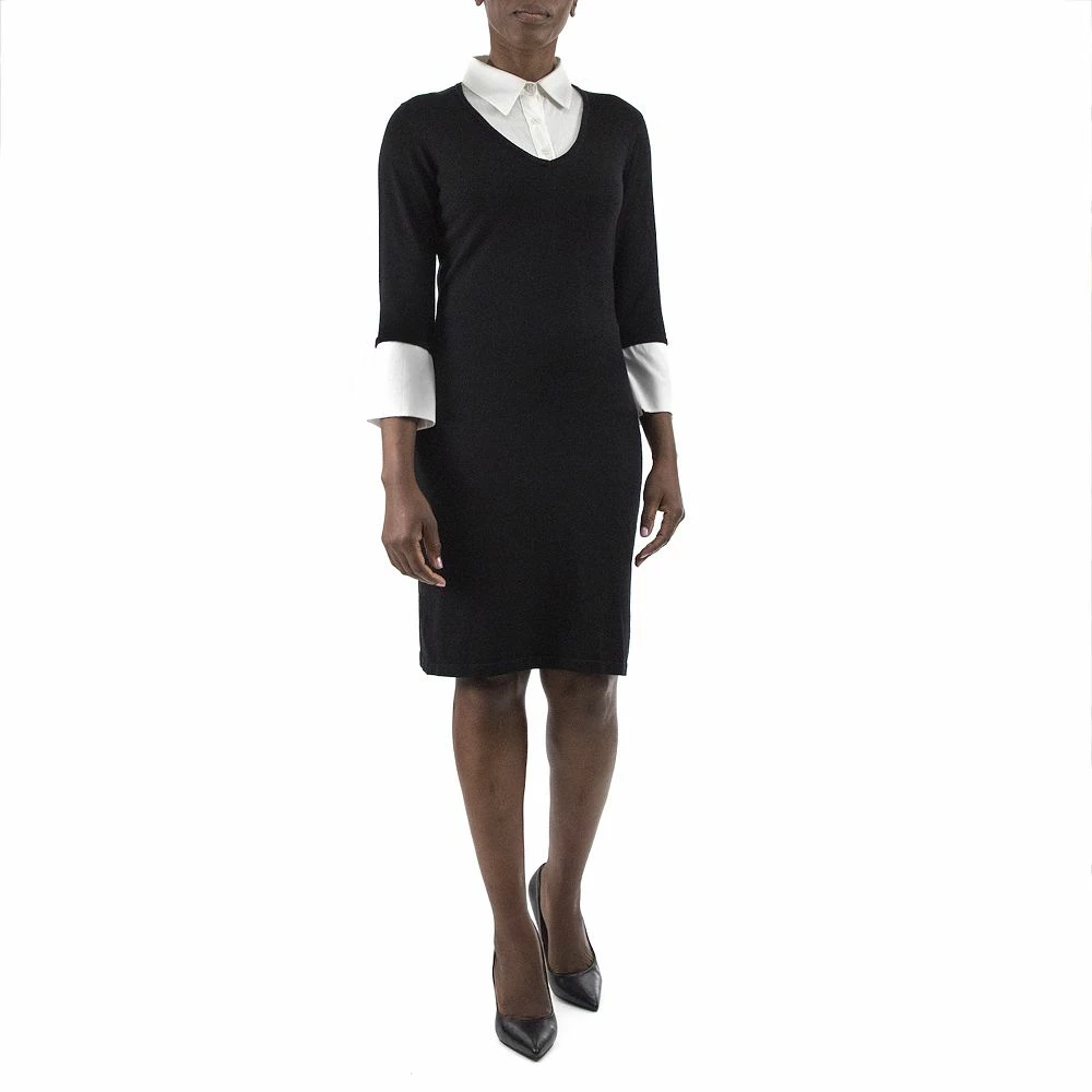 Women's Nina Leonard Georgette Mock-Layer Sweater Dress