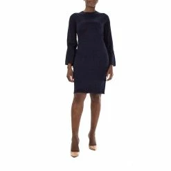 Women's Nina Leonard Mockneck Fitted Sweater Dress