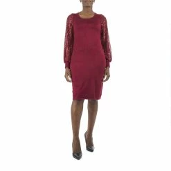 Women's Nina Leonard Sequin-Sleeve Sweater Dress
