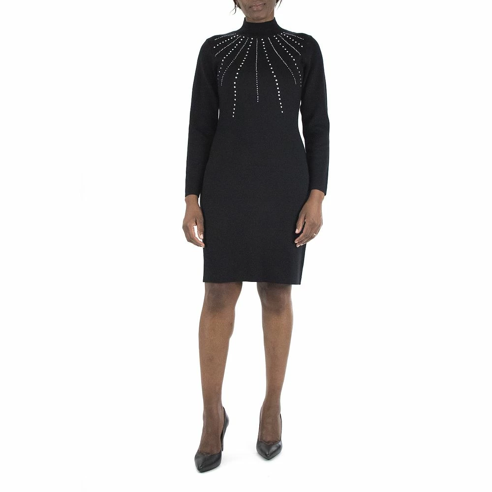 Women's Nina Leonard Studded Sweater Dress - Image 2