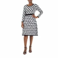 Women's Nina Leonard Print Sweater Fit & Flare Skirt Set