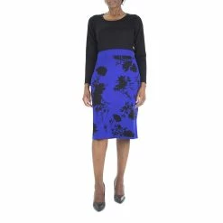 Women's Nina Leonard Solid Sweater & Jacquard Skirt set