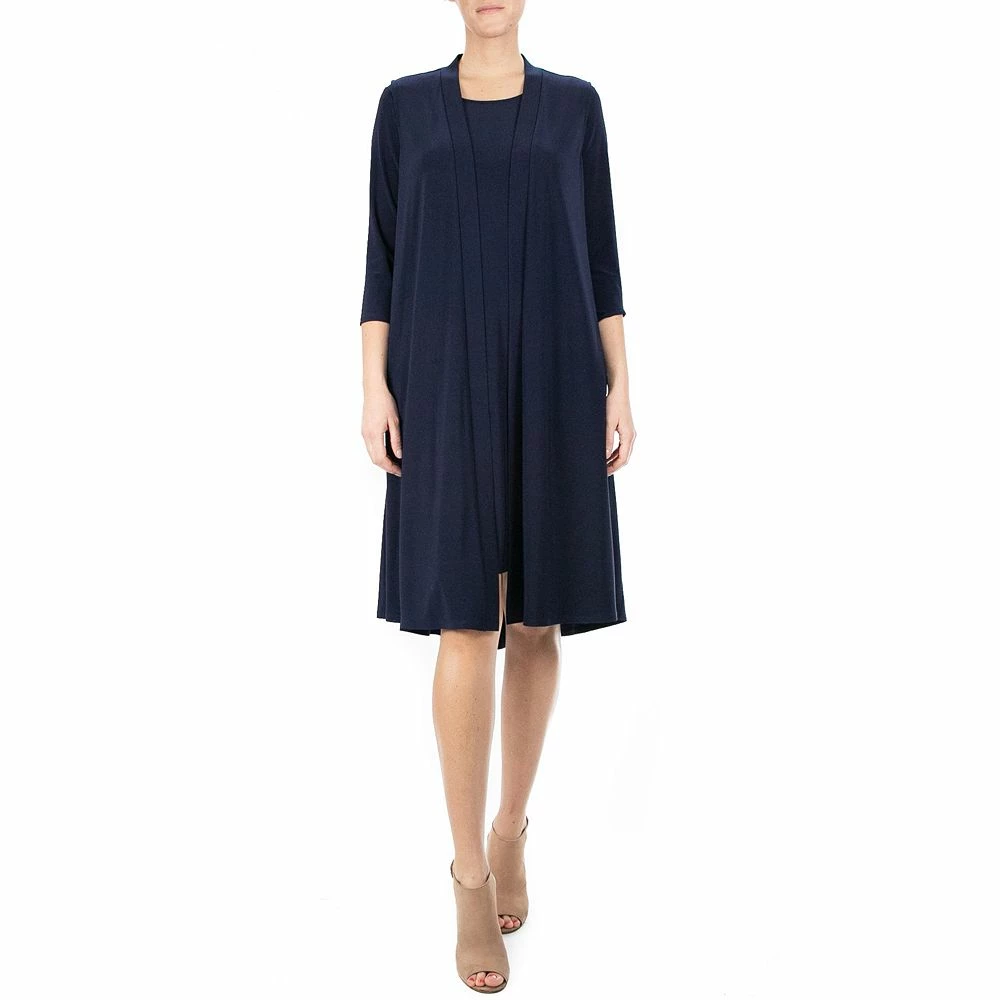 Women's Nina Leonard Godet Duster & High-Low Hem Dress Set - Image 2