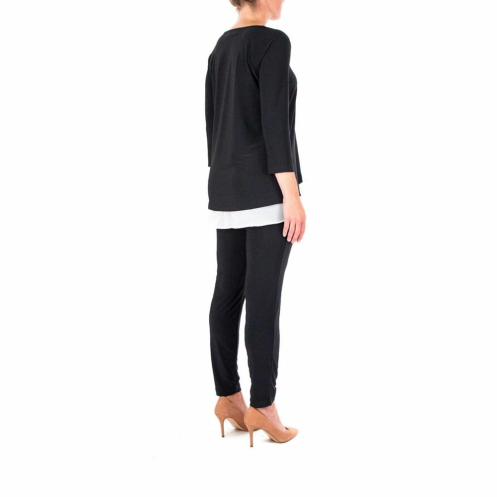 Women's Nina Leonard Colorblock Chiffon Tunic & Slim Cut Pant Set - Image 2