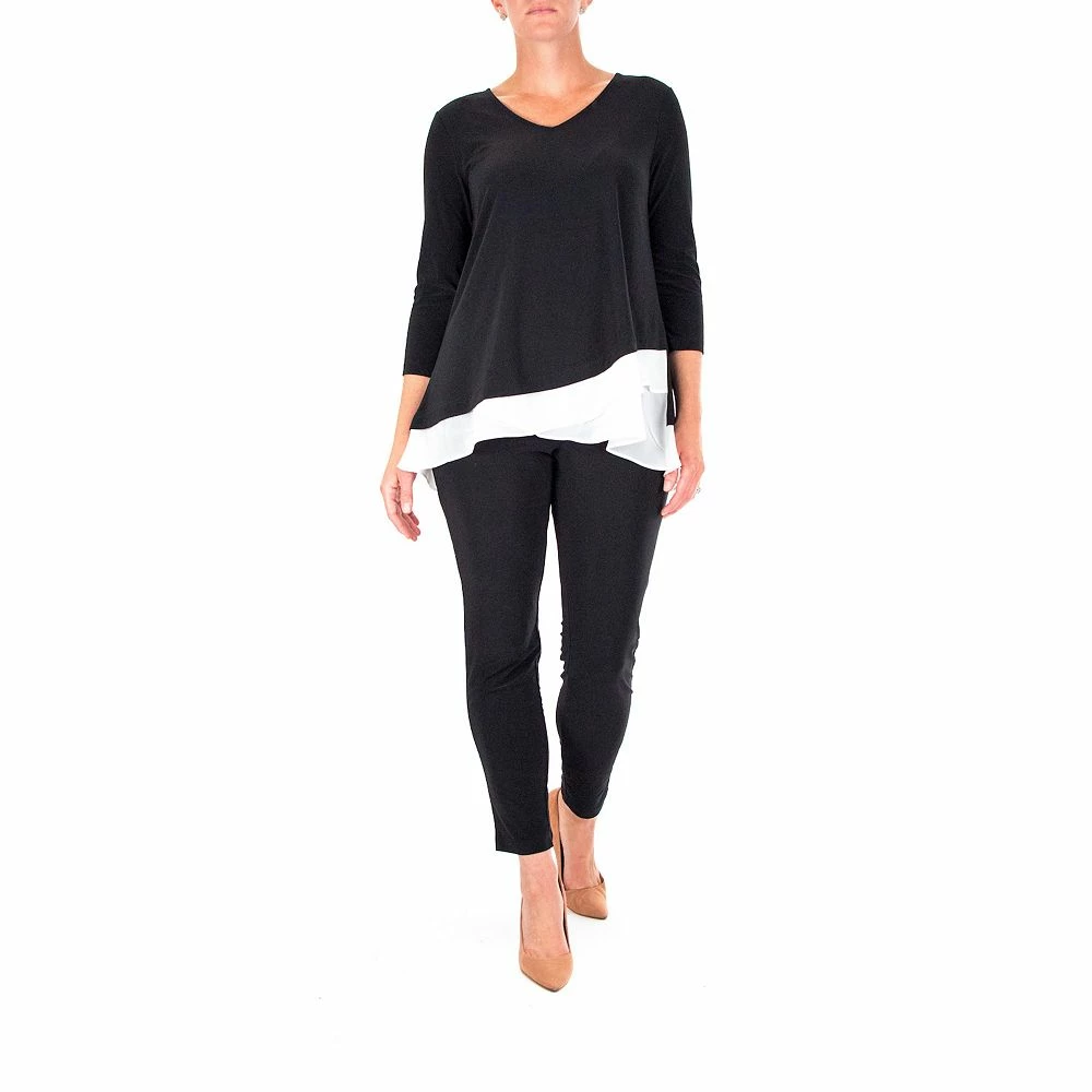 Women's Nina Leonard Colorblock Chiffon Tunic & Slim Cut Pant Set