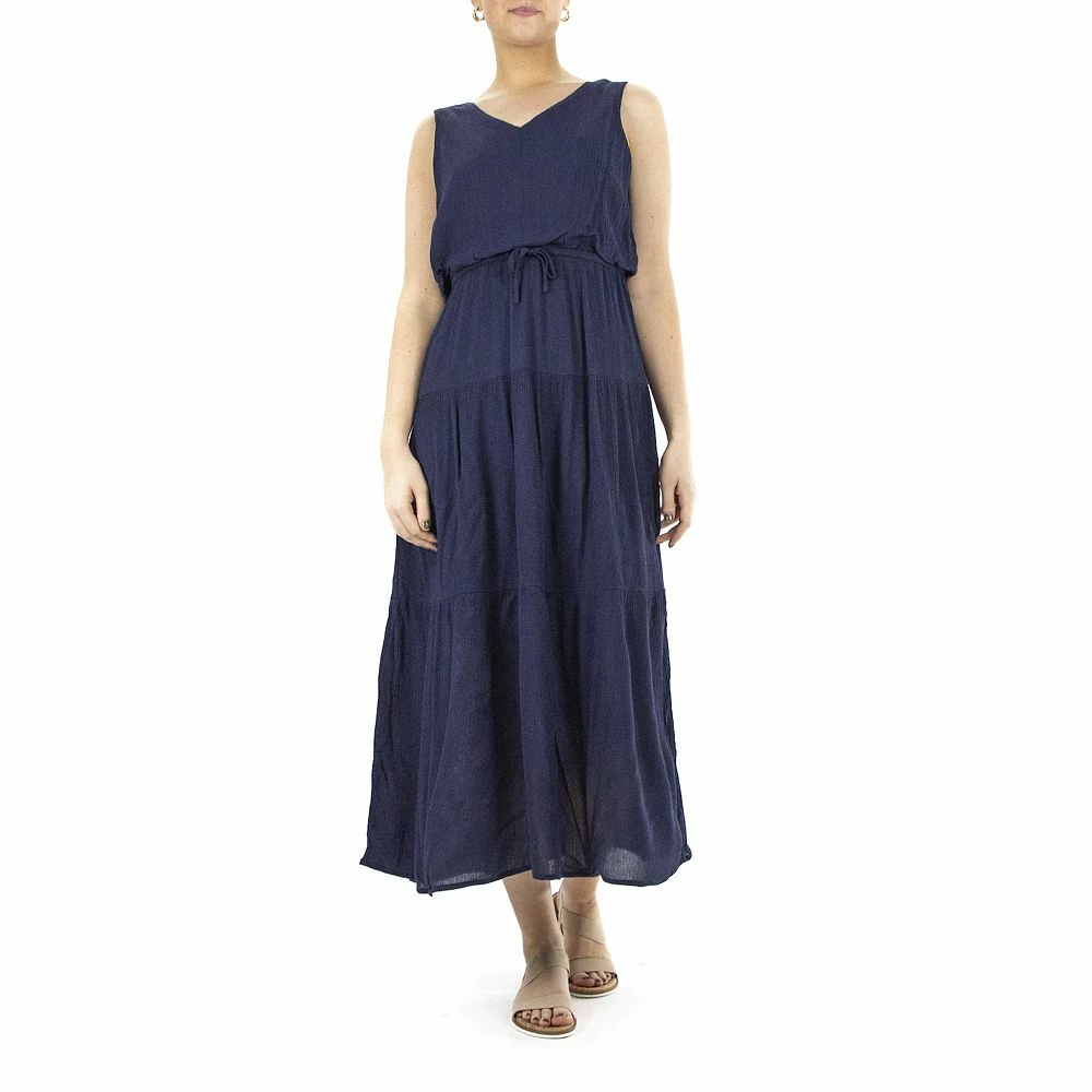 Women's Nina Leonard Tiered Gauze Maxi Dress - Image 4