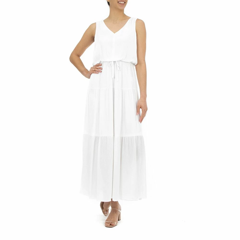 Women's Nina Leonard Tiered Gauze Maxi Dress - Image 5