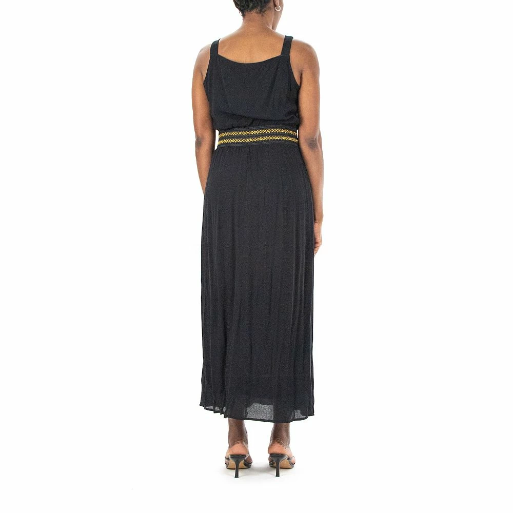 Women's Nina Leonard Embroidered Waist Gauze Maxi Dress - Image 3