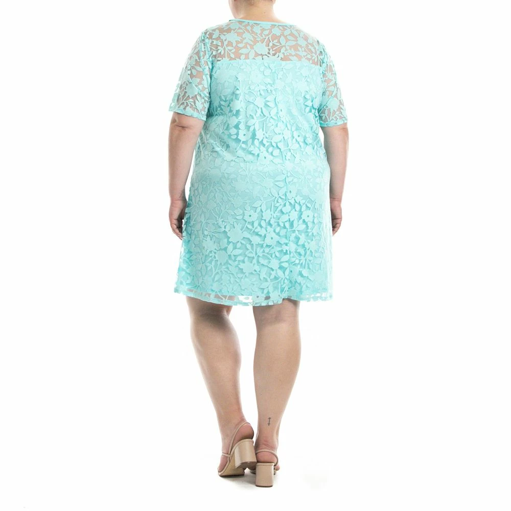 Plus Size Nina Leonard Lace Burnout Trapeze Dress - Image 5