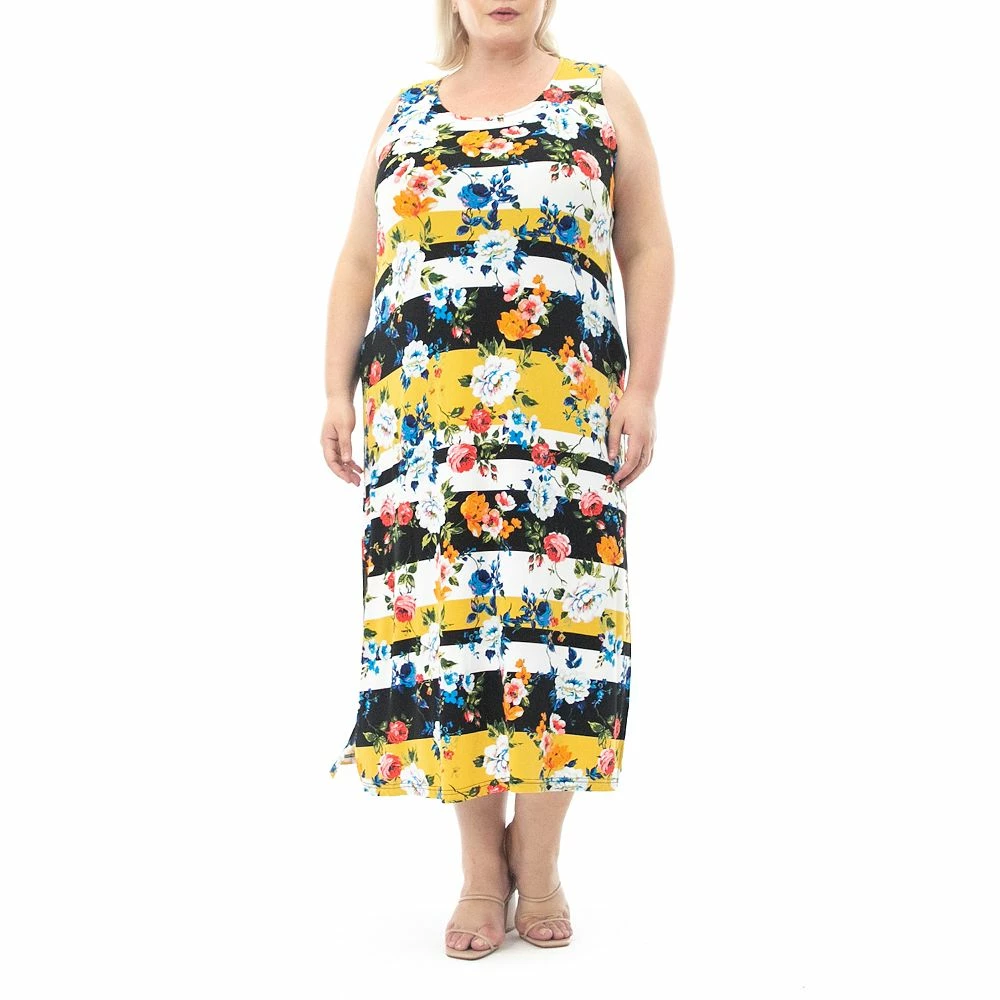 Plus Size Nina Leonard Printed Maxi Dress