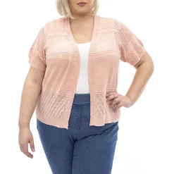 Plus Size Nina Leonard Short Sleeve Crochet Bolero