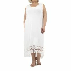Plus Size Nina Leonard High Low Crochet Dress