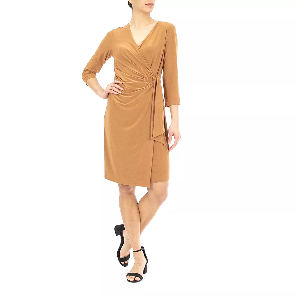 Women's Nina Leonard Faux-Wrap Dress - Image 5