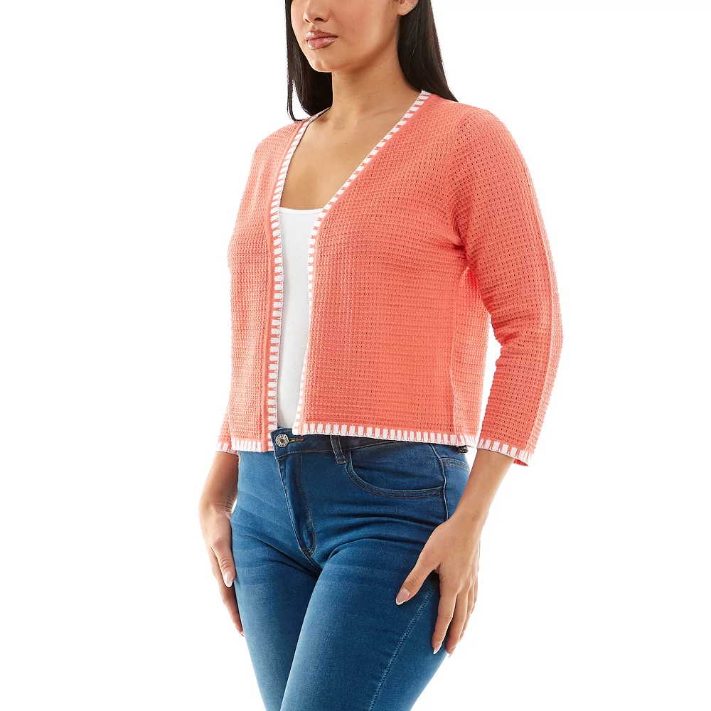 Women's Nina Leonard Waffle-Weave Bolero Jacket - Image 4