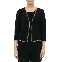 Women's Nina Leonard Waffle-Weave Bolero Jacket