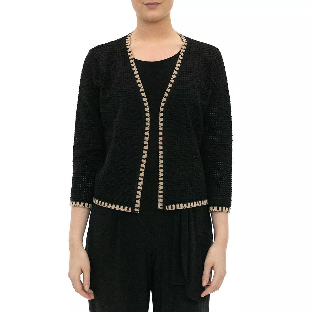 Women's Nina Leonard Waffle-Weave Bolero Jacket