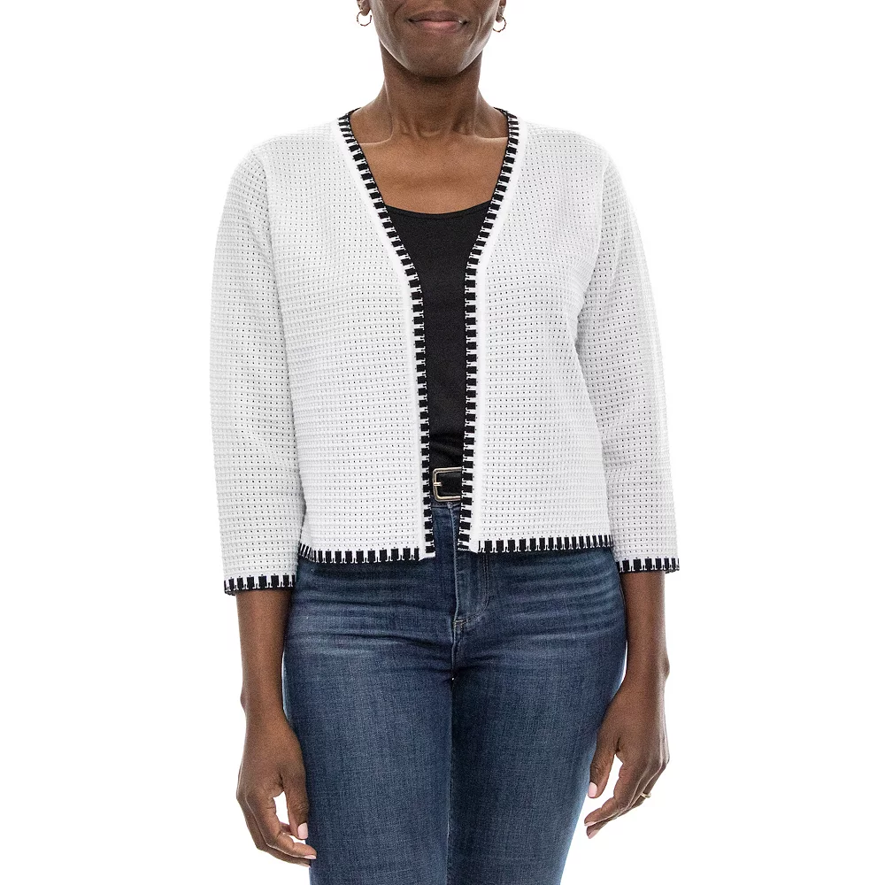 Women's Nina Leonard Waffle-Weave Bolero Jacket - Image 2