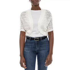 Women's Nina Leonard Crochet Crop Cardigan