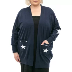 Plus Size Nina Leonard Front Pocket Cardigan