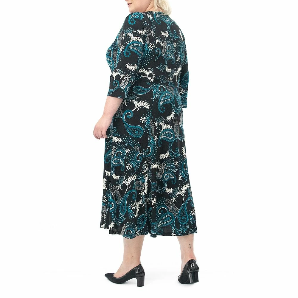 Plus Size Nina Leonard Sylvia Puff Sleeve Midi Dress - Image 8