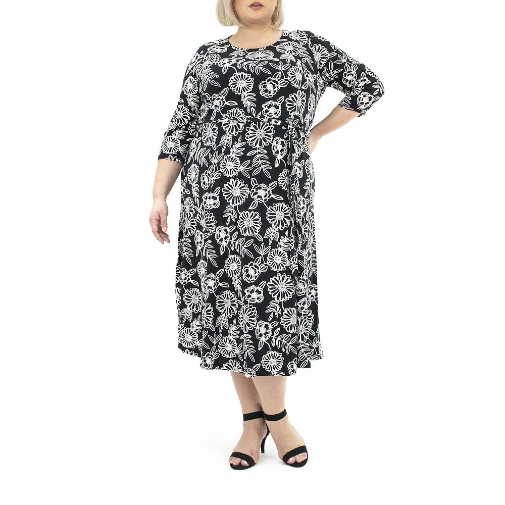 Plus Size Nina Leonard Sylvia Puff Sleeve Midi Dress - Image 7