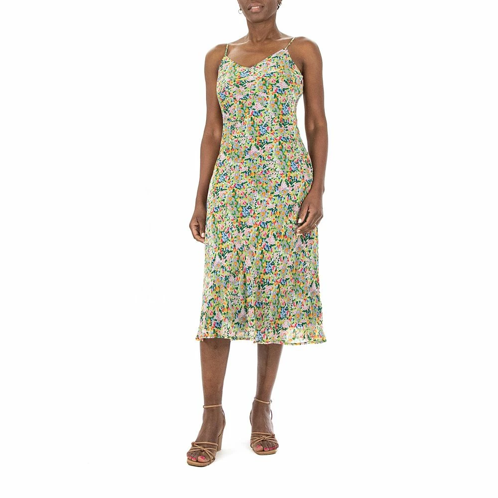 Women's Nina Leonard Midi Chiffon Slip Dress