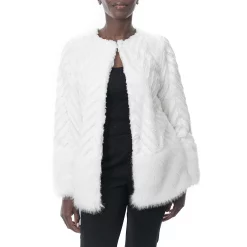 Women's Nina Leonard Chevron Faux-Fur Bolero