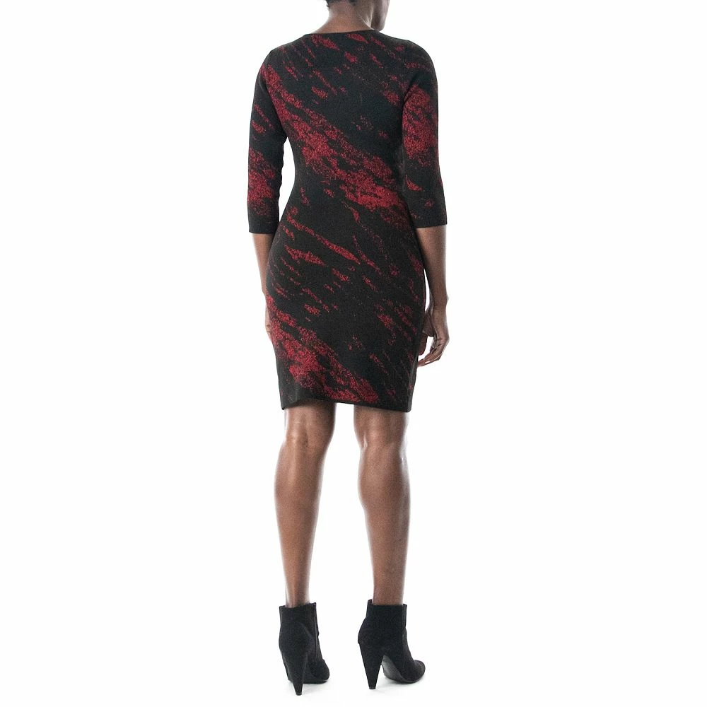 Women's Nina Leonard Three Quarter Jewelneck Sheath Sweater Dress - Image 4