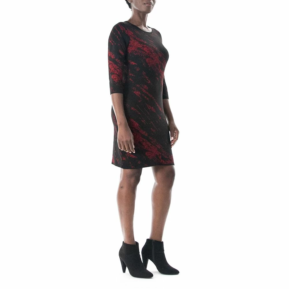 Women's Nina Leonard Three Quarter Jewelneck Sheath Sweater Dress - Image 5