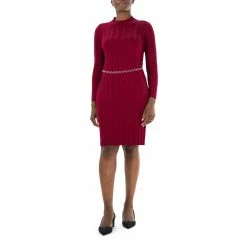 Women's Nina Leonard Ribbed Mockneck Sweaterdress